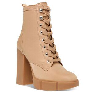 STEVE MADDEN Womens  1" Platform Back Pull-Tab Hani Heeled Boots